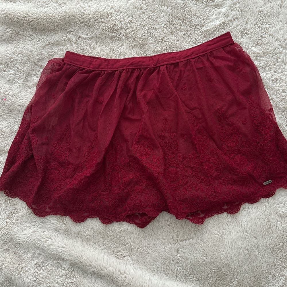 Red lace skirt